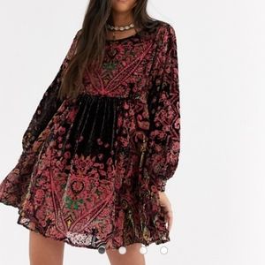 NWT Free People Velvet Printed Dress Size Small